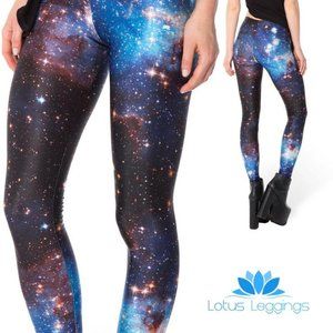 Purple & Blue Galaxy Outer Space Print Leggings Lg